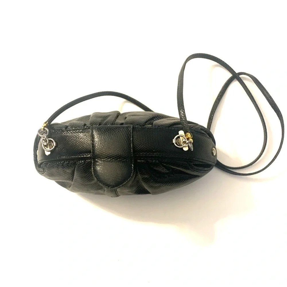 JUDITH LEIBER Vintage Lizard Mini Crossbody Bag and Clutch , Black